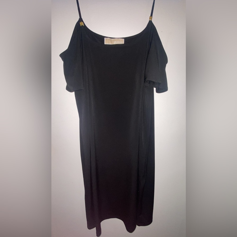 NWT MICHAEL Michael kors black dress gold accents